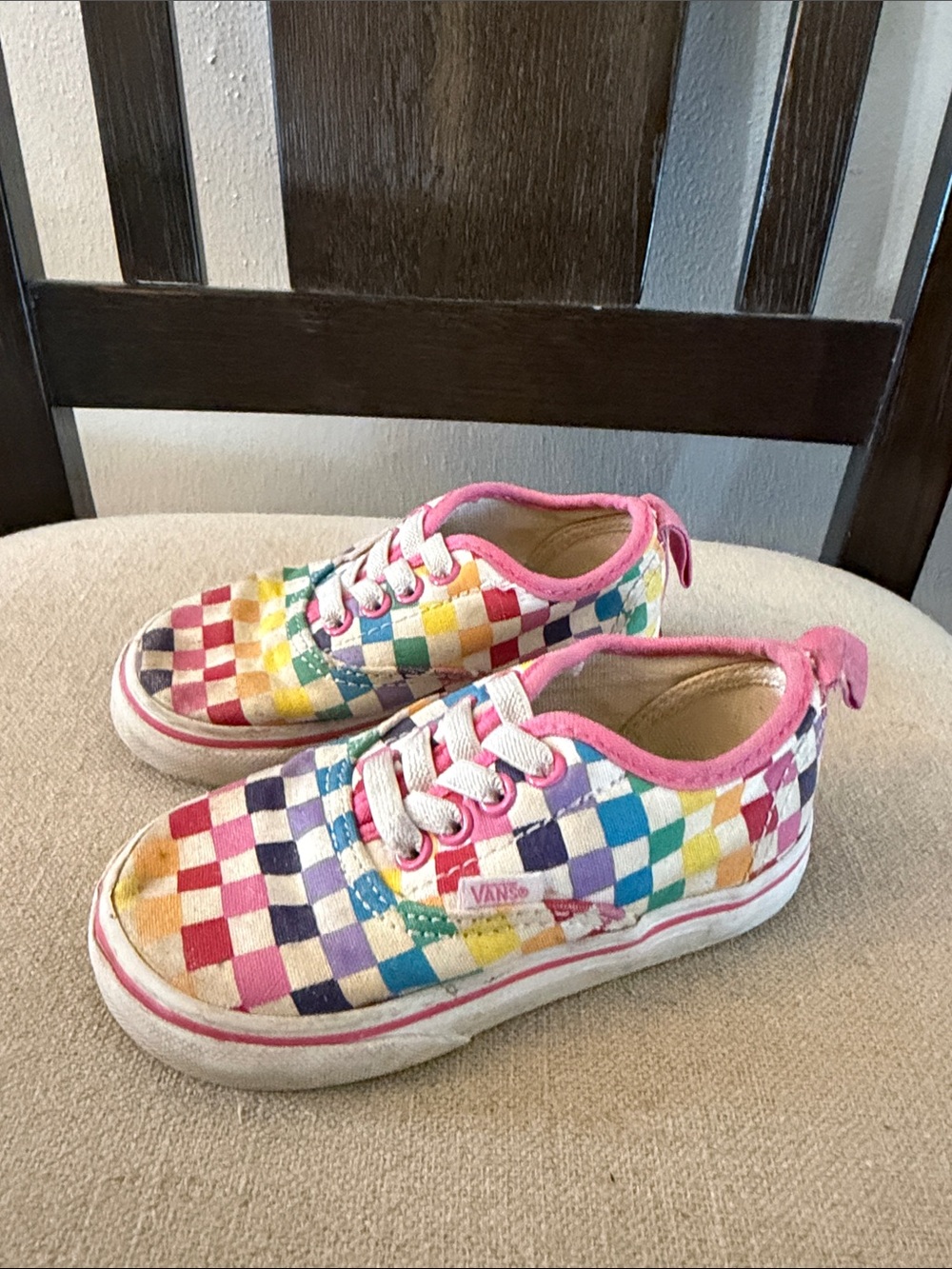 Vans Kids Baby Toddler Multicolor Checkerboard Sneakers Rainbow Size 6 - Picture 1 of 6